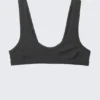 Ribbed Scoop Neck Bikini Top – Dark Grey