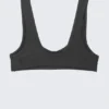 Ribbed Scoop Neck Bikini Top – Dark Grey