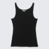 Ribbed Scoop Neck Tank Top – Black