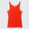 Ribbed Scoop Neck Tank Top – Bright Red