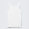 Ribbed Scoop Neck Tank Top – White