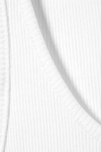 Ribbed Scoop Neck Tank Top – White