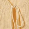 Ribbed Tie-Front Cardigan – Light Yellow