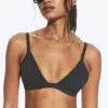 Ribbed V-Neck Bikini Top – Dark Grey