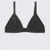 Ribbed V-Neck Bikini Top – Dark Grey