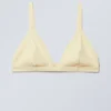Ribbed V-Neck Bikini Top – Light Yellow