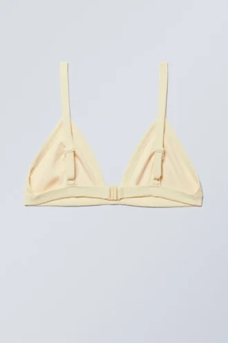 Ribbed V-Neck Bikini Top – Light Yellow