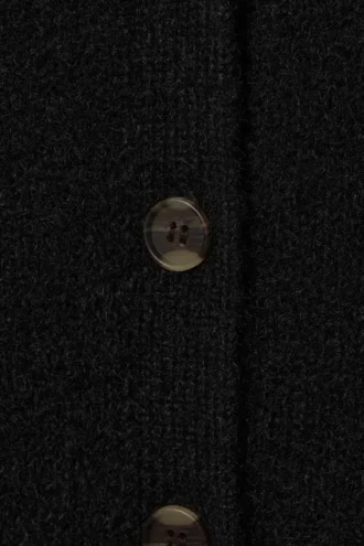 Ribbed V-Neck Cardigan – Black