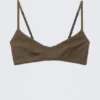 Ribbed V-Neck Cotton Bra – Dark Brown