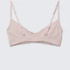 Ribbed V-Neck Cotton Bra – Light Pink