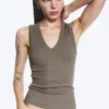 Ribbed V-Neck Tank Top – Dusty Grey