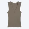 Ribbed V-Neck Tank Top – Dusty Grey