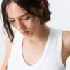 Ribbed V-Neck Tank Top – White