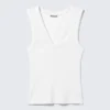 Ribbed V-Neck Tank Top – White