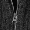 Ribbed Zip-Up Knit Cardigan – Dark Grey Melange