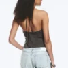 Ripstop Halter V-Neck Top – Dark Grey