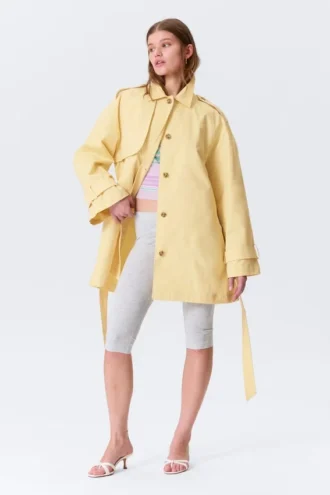 Rosabel Loose Single-Breasted Trench Coat – Light Yellow