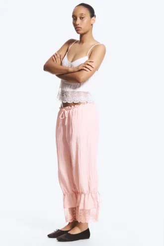 Rosabel Low Rise Loose Lace-Trim Bloomers – Light Dusty Pink