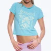 Rosabel Printed Baby Tee – Turquoise – Butterfly