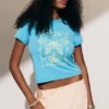 Rosabel Printed Baby Tee – Turquoise – Butterfly