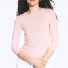 Round Neck Three-Quarter Sleeve Top – Light Dusty Peach