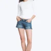 Round Neck Three-Quarter Sleeve Top – White