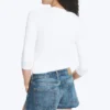 Round Neck Three-Quarter Sleeve Top – White