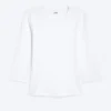 Round Neck Three-Quarter Sleeve Top – White