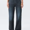 Rowe Super High Waisted Regular Straight Jeans – Angel Blue – Dark Blue