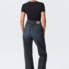 Rowe Super High Waisted Regular Straight Jeans – Angel Blue – Dark Blue