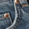 Rowe Super High Waisted Regular Straight Jeans – Iron Blue – Medium Blue