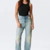 Rowe Super High Waisted Regular Straight Jeans – Port Blue – Light Blue