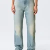 Rowe Super High Waisted Regular Straight Jeans – Port Blue – Light Blue