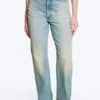 Rowe Super High Waisted Regular Straight Jeans – Port Blue – Light Blue