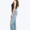 Rowe Super High Waisted Regular Straight Jeans – Port Blue – Light Blue