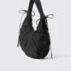 Ruched Crescent Shoulder Bag – Black