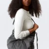 Ruched Crossbody Bag – Black