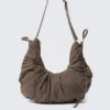 Ruched Crossbody Bag – Dark Brown