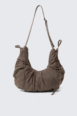 Ruched Crossbody Bag – Dark Brown