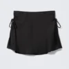 Ruched Drawstring Mini Skirt – Black