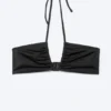 Ruched Halter Bandeau Bikini Top – Black