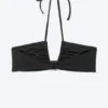 Ruched Halter Bandeau Bikini Top – Black