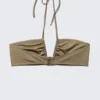 Ruched Halter Bandeau Bikini Top – Dusty Mole