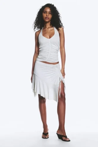 Ruched Halter Jersey Top – Grey Melange