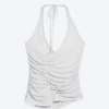 Ruched Halter Jersey Top – Grey Melange