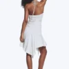 Ruched Halter Mini Dress – Light Dusty Grey Melange