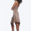 Ruched Halter Mini Dress – Washed Brown
