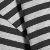 Ruched Long-Sleeved T-Shirt – Black/Grey Stripe