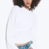 Ruched Long-Sleeved T-Shirt – White