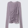 Ruched Long-Sleeved Top – Lilac